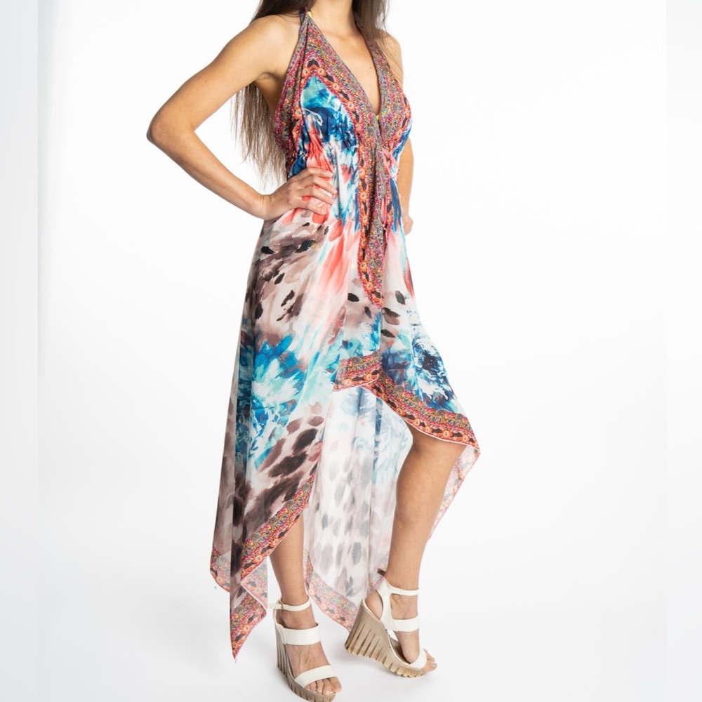 Cavalry Style Airy Strappy Low-Back Hi-Low Tunic Size M